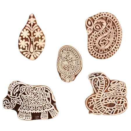 Set of 5 Piece New Mix Wooden Printing Block